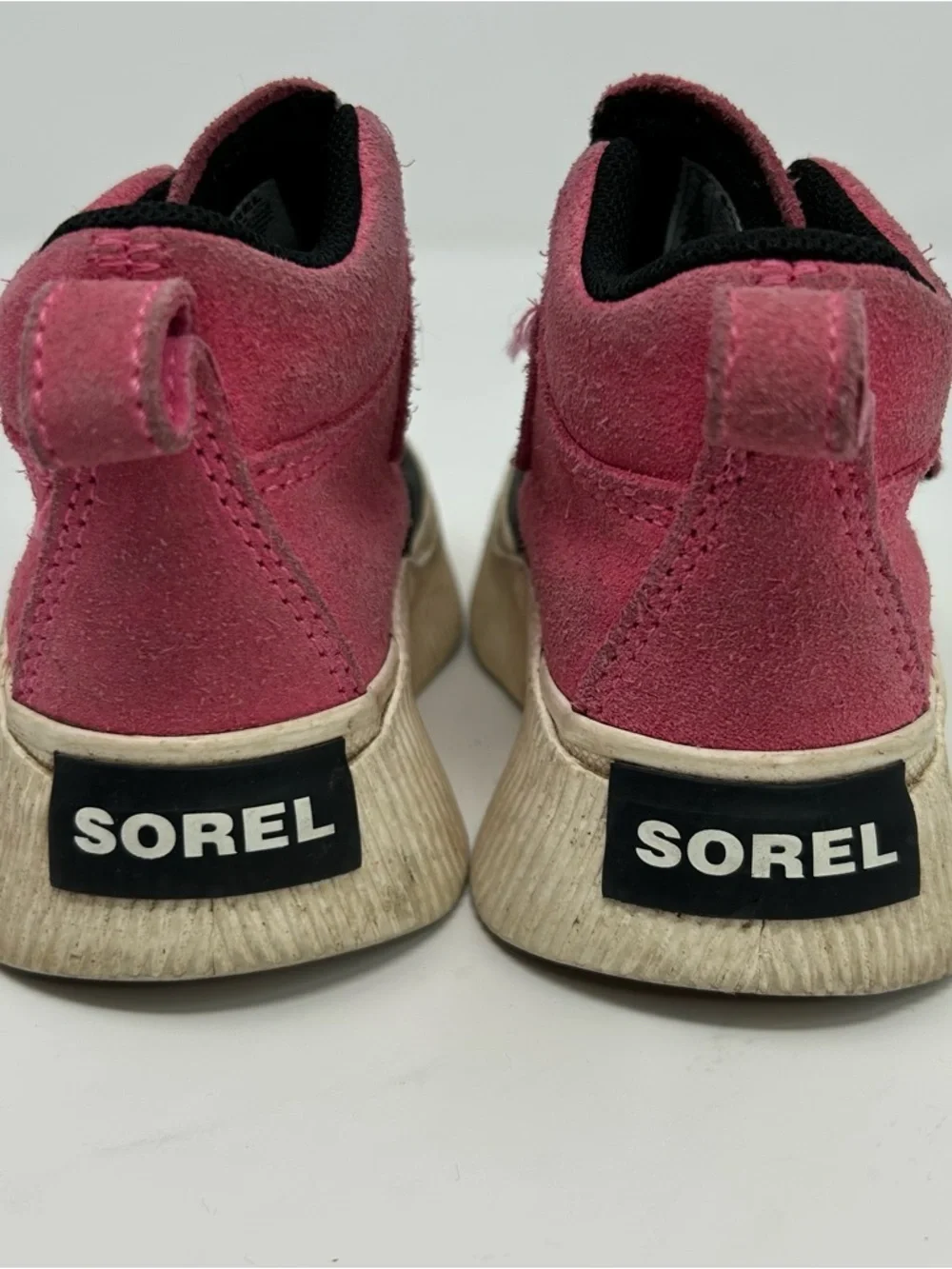 Sorel Duck Boots Girls Pink Waterproof Ankle Hook & Loop Strap Rubber Toe Size 7